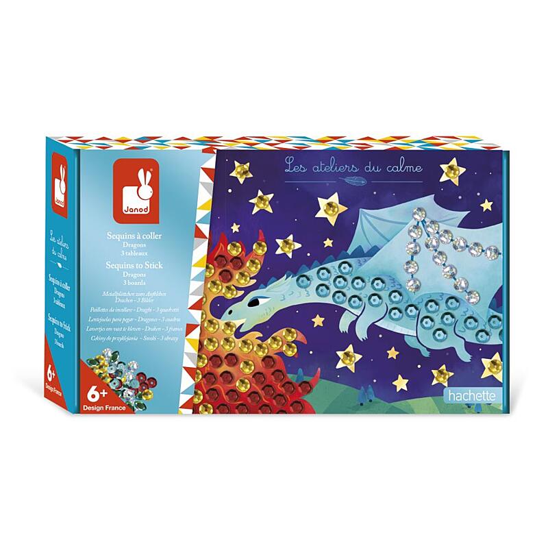 Janod Atelier Midi Kreativní sada Obrázky s flitry Draci 6+