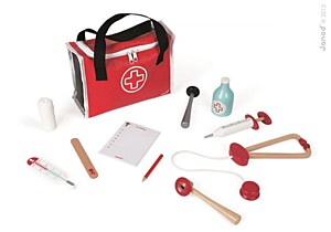 Janod Dřevěný lékařský kufřík pro děti Doktor s 10 doplňky
