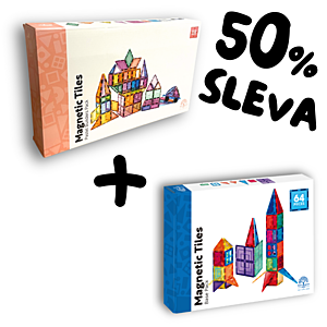 Learn and grow - Magnetické stavebnice Pastel Builders pack 112 ks s podvozkem + Magnetická stavebnice 64 ks